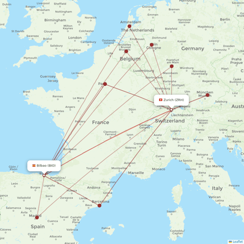 Edelweiss Air flights between Bilbao and Zurich
