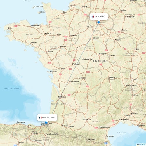 Transavia France flights between Biarritz and Paris