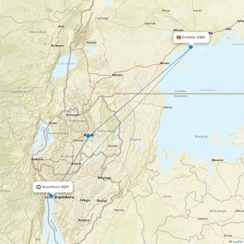 UTair-Express flights between Bujumbura and Entebbe