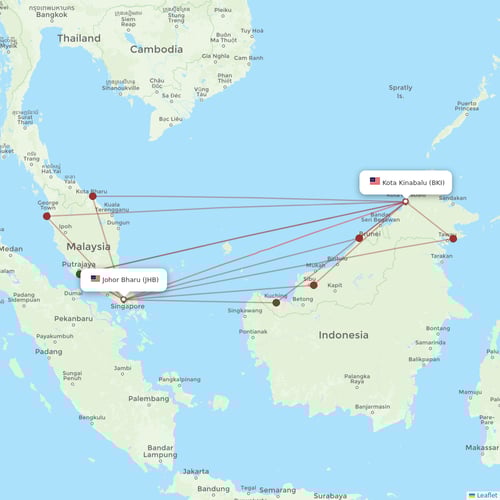 AirAsia flights between Kota Kinabalu and Johor Bharu