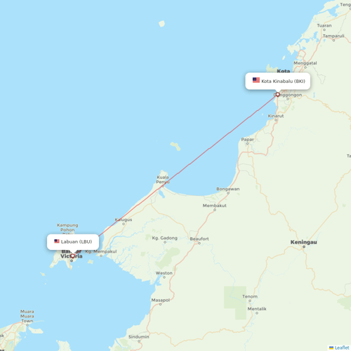 Malaysia Airlines flights between Kota Kinabalu and Labuan