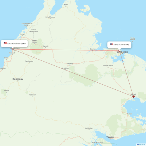 AirAsia flights between Kota Kinabalu and Sandakan