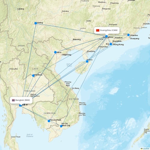 Thai Vietjet Air flights between Bangkok and Guangzhou