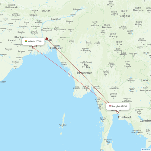 Bhutan Airlines flights between Bangkok and Kolkata