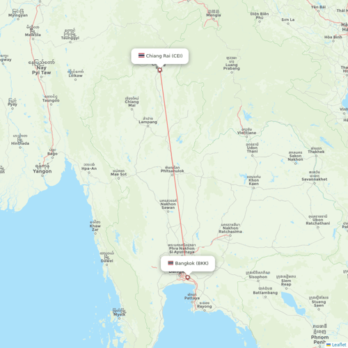 Thai Airways International flights between Bangkok and Chiang Rai