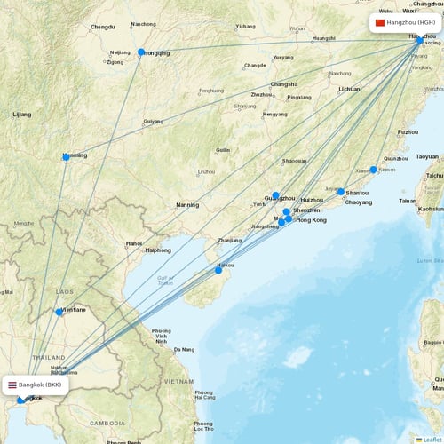 Thai Vietjet Air flights between Bangkok and Hangzhou