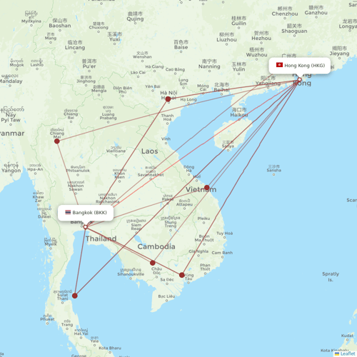 Asia Atlantic Airlines flights between Bangkok and Hong Kong