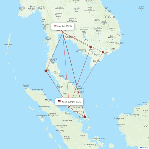 Thai Airways International flights between Bangkok and Kuala Lumpur