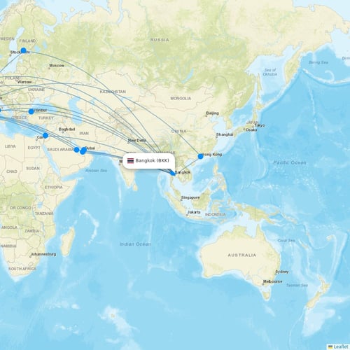 Evelop Airlines flights between Bangkok and Madrid