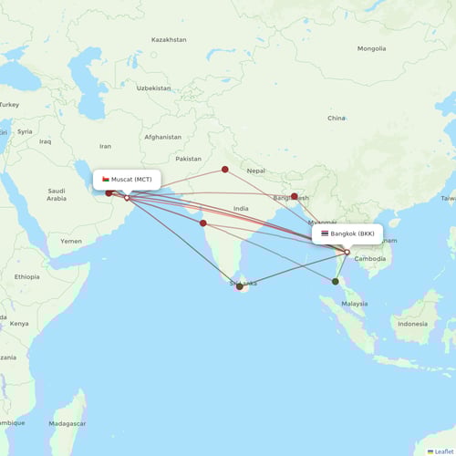 Oman Air flights between Bangkok and Muscat
