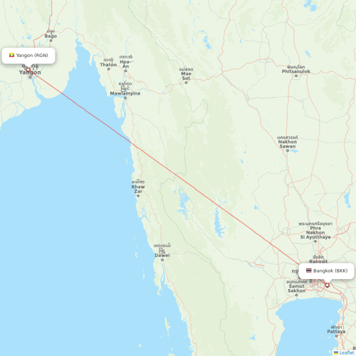 Myanmar National Airlines flights between Bangkok and Yangon