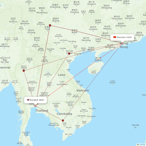 Shenzhen Airlines flights between Bangkok and Shenzhen