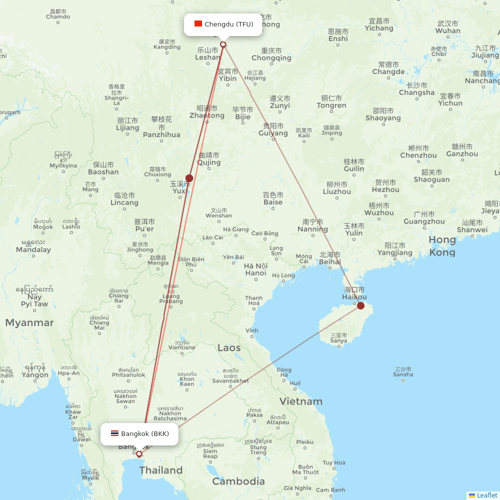 Sichuan Airlines flights between Bangkok and Chengdu