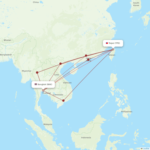 Thai Airways International flights between Bangkok and Taipei