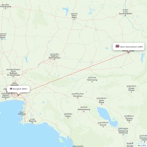 Thai Airways International flights between Bangkok and Ubon Ratchathani