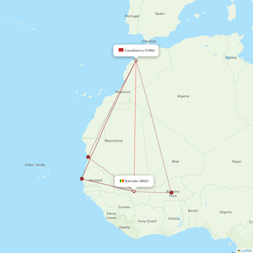 Royal Air Maroc flights between Bamako and Casablanca