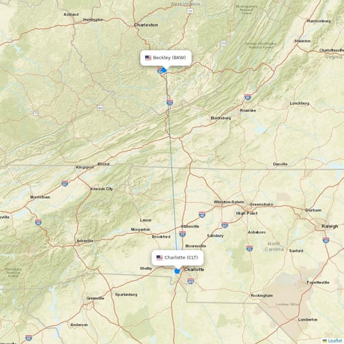 Contour Aviation flights between Beckley and Charlotte