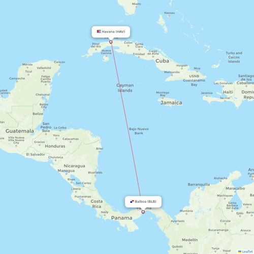 Wingo flights between Balboa and Havana