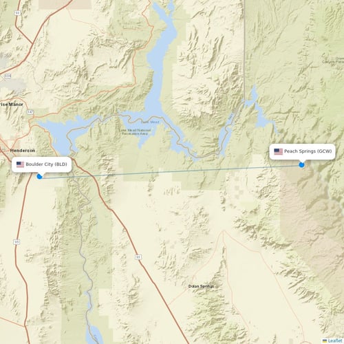 Scenic Airlines flights between Boulder City and Peach Springs