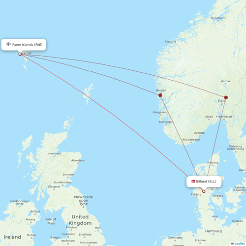 Atlantic Airways flights between Billund and Faroe Islands