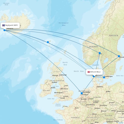 Star Air flights between Billund and Reykjavik
