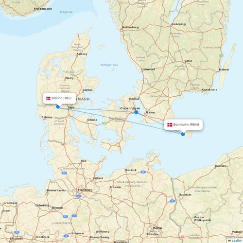 Danish Air flights between Billund and Bornholm