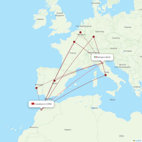 Royal Air Maroc flights between Bologna and Casablanca