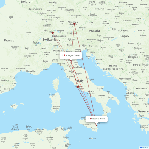Ryanair flights between Bologna and Catania