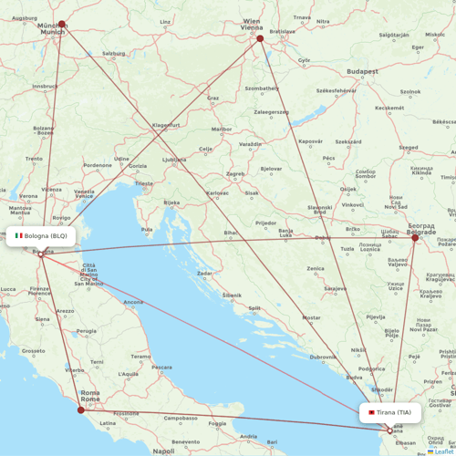 Air Albania flights between Bologna and Tirana