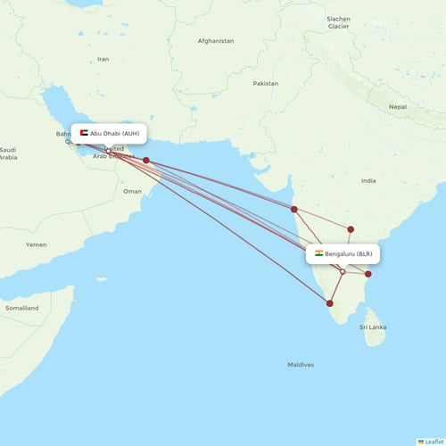 Etihad Airways flights between Bengaluru and Abu Dhabi