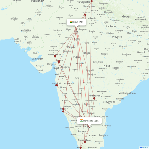 Air India Express flights between Bengaluru and Jaipur