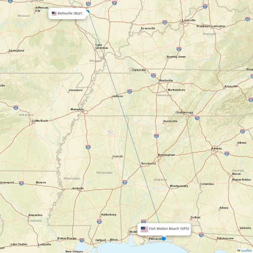 Allegiant Air flights between Belleville and Fort Walton Beach