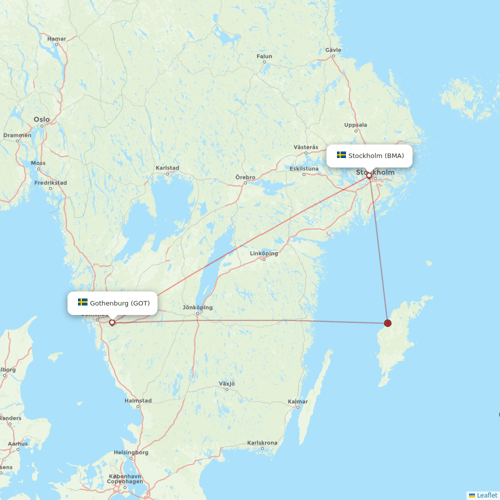 Braathens Regional Airlines flights between Stockholm and Gothenburg