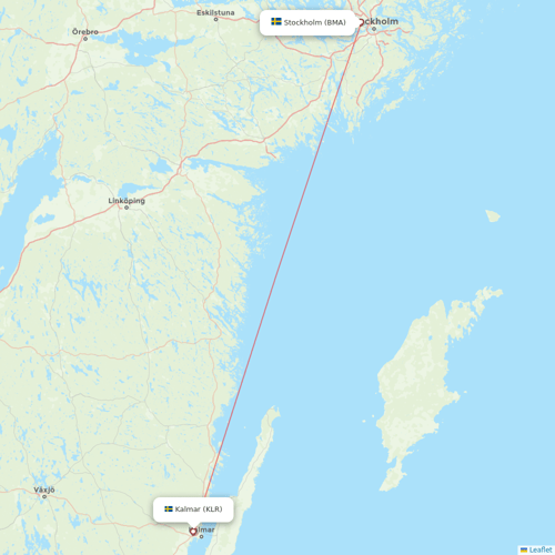 Braathens Regional Airlines flights between Stockholm and Kalmar