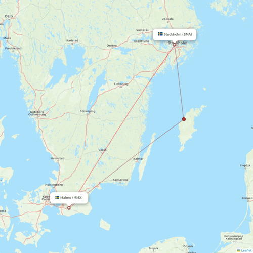 Braathens Regional Airlines flights between Stockholm and Malmo