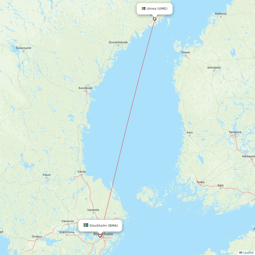 Braathens Regional Airlines flights between Stockholm and Umea