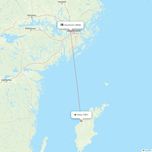 Braathens Regional Airlines flights between Stockholm and Visby