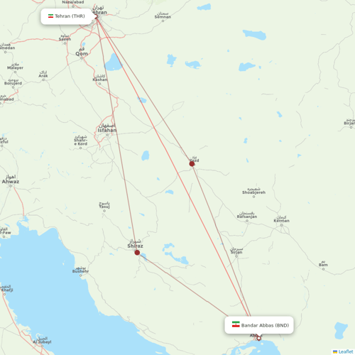 Iran Air flights between Bandar Abbas and Tehran
