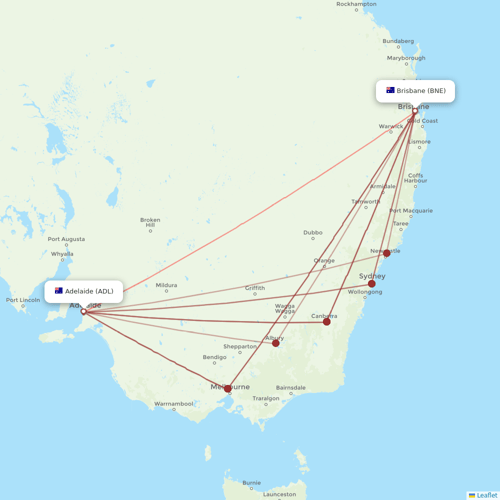 Qantas flights between Brisbane and Adelaide