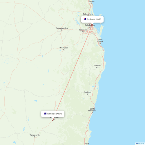 VivaColombia flights between Brisbane and Armidale