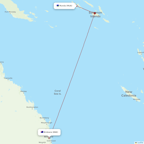 Solomon Airlines flights between Brisbane and Munda