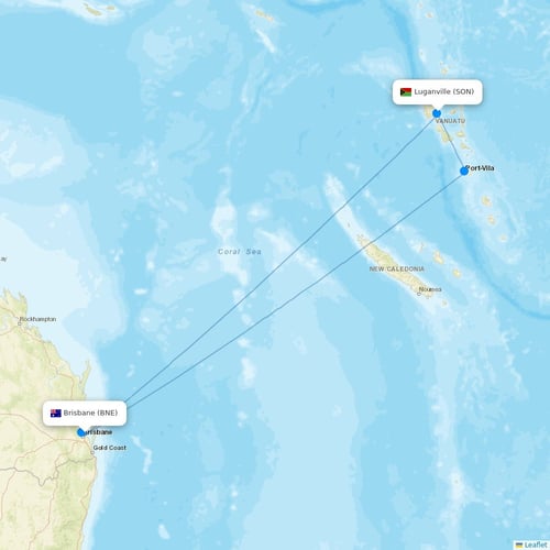 Solomon Airlines flights between Brisbane and Luganville