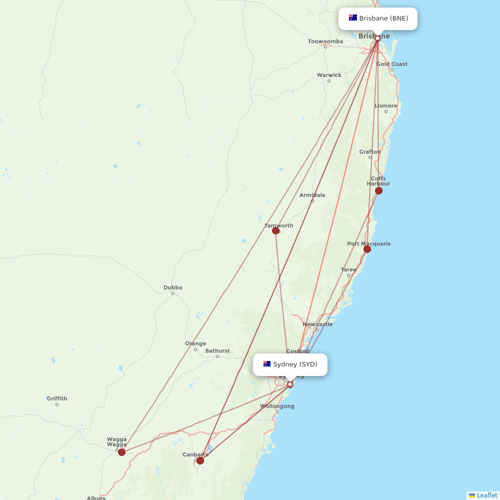 Qantas flights between Brisbane and Sydney