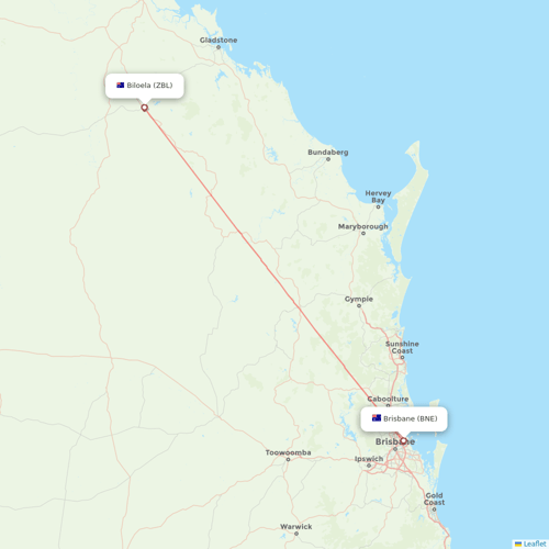 Link Airways flights between Brisbane and Biloela