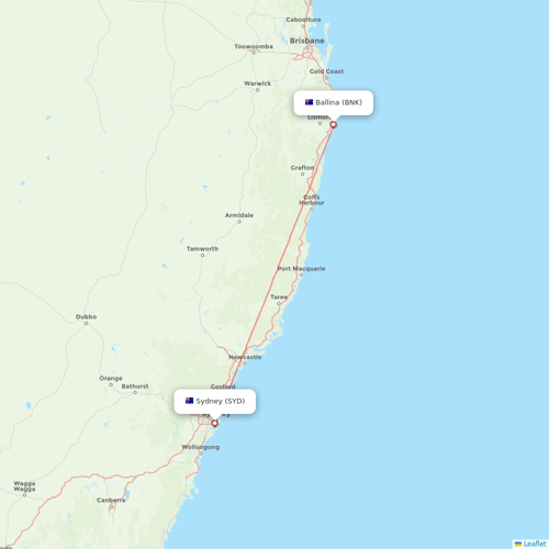 Jetstar flights between Ballina and Sydney