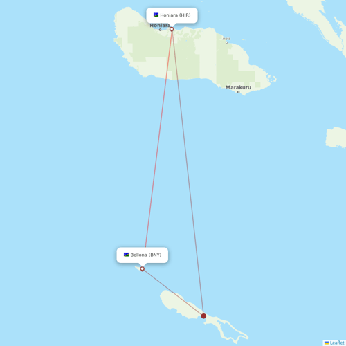 Solomon Airlines flights between Bellona and Honiara