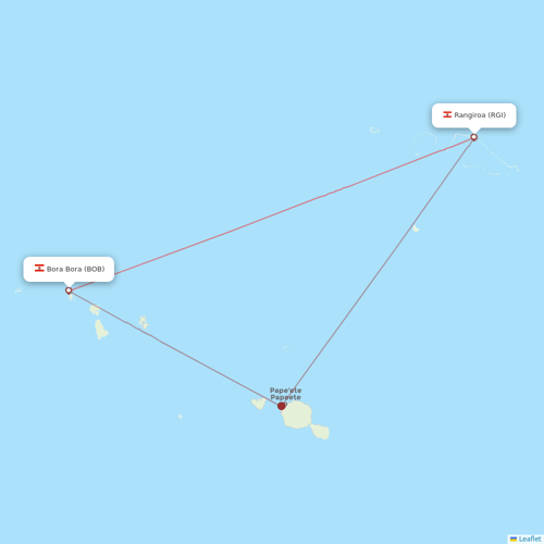 Air Tahiti flights between Bora Bora and Rangiroa