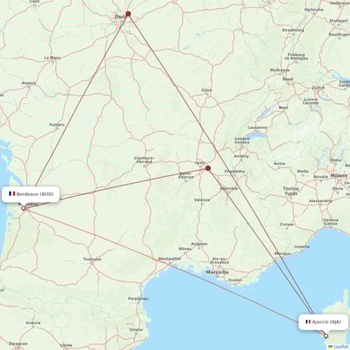 Volotea flights between Bordeaux and Ajaccio