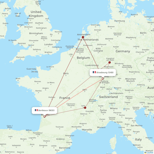 Volotea flights between Bordeaux and Strasbourg