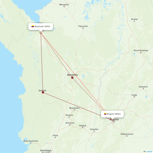 SATENA flights between Bogota and Apartado